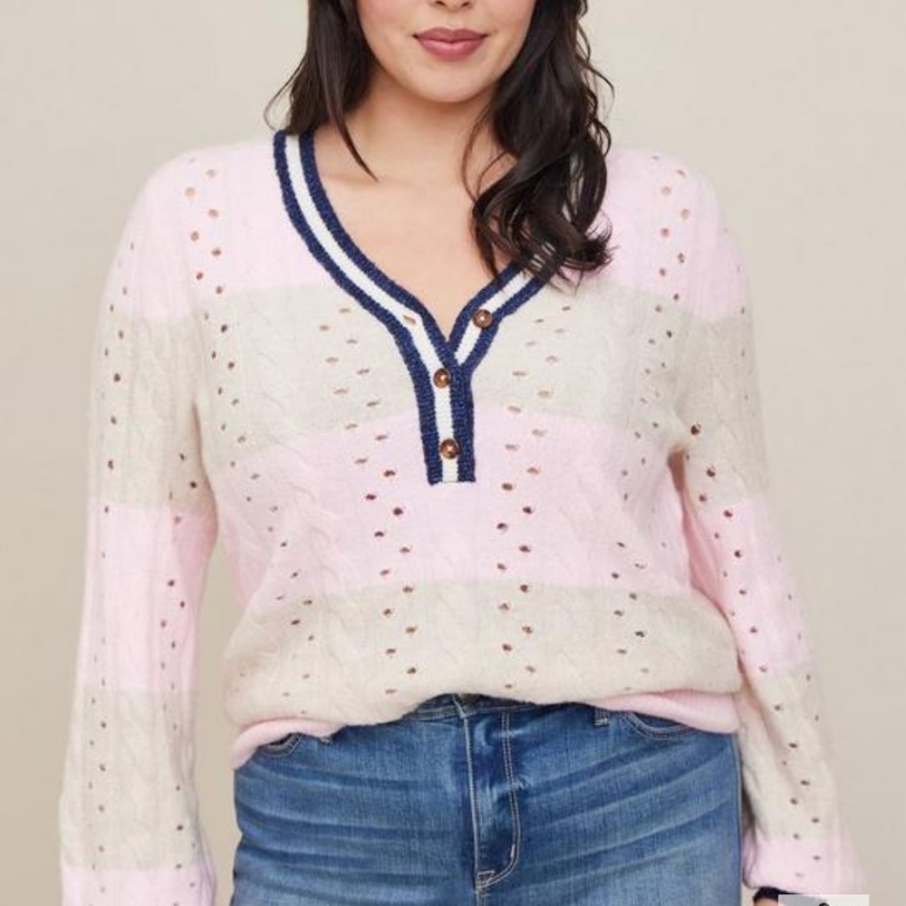 Torrid Vegan Cashmere Pullover Henley Sweater
